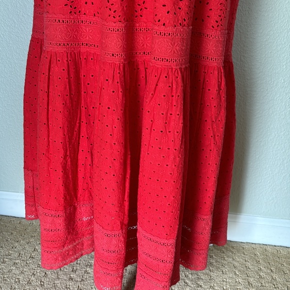 Alice + Olivia NWOT Levine Smocked Midi Dress Poppy Red 6 - Picture 6 of 12